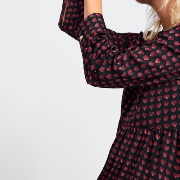 ZARA Heart Print Babydoll Mini Dress NWT Size Large - Picture 8 of 15